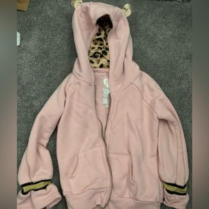 Spring jacket pink with cheetah inside